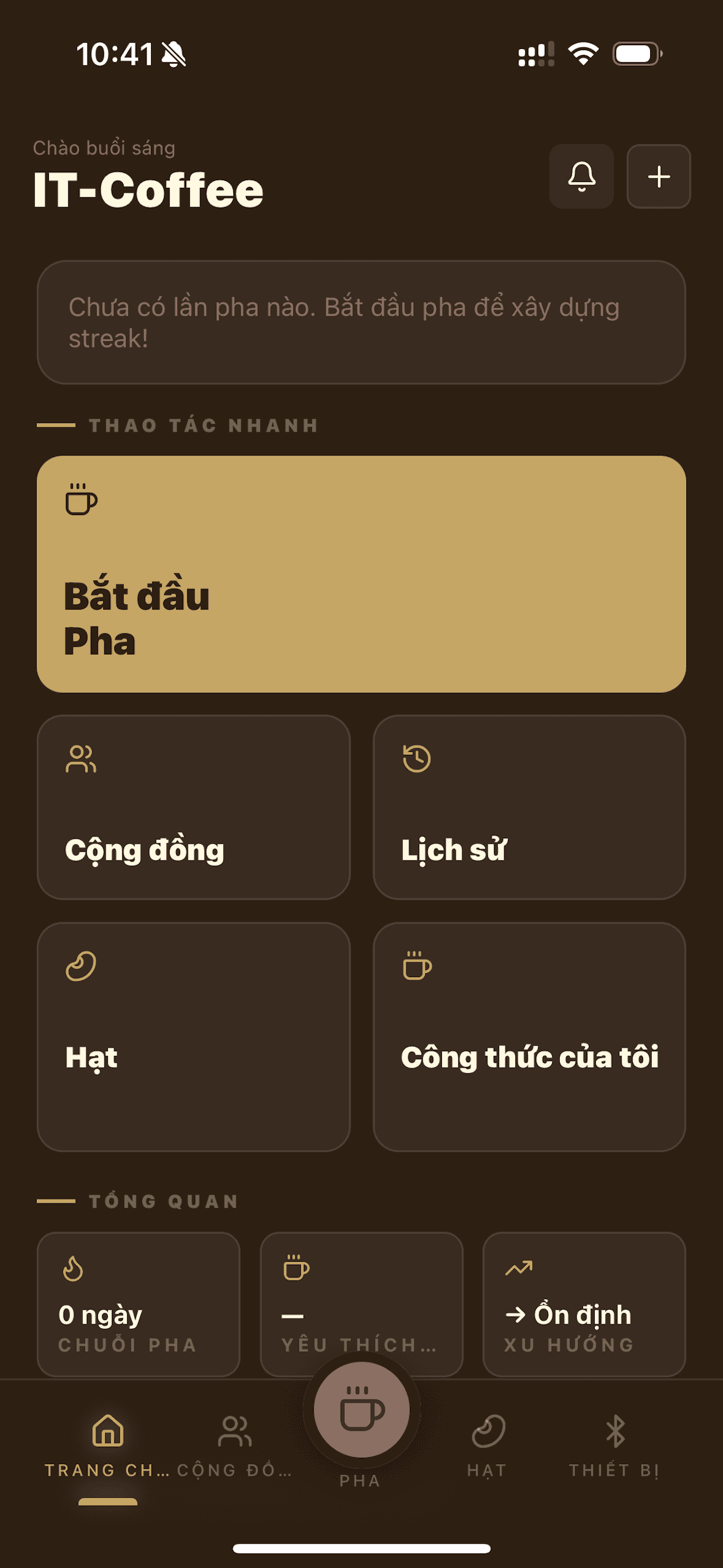 Trang chủ JJC Flow với trạng thái thiết bị và phiên pha